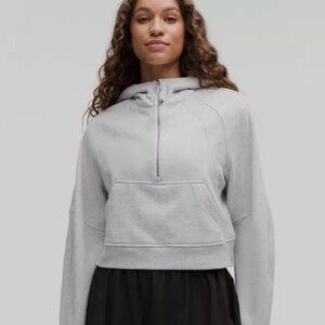 lululemon athletica Light Gray Cropped Half-Zip Hoodie M/L